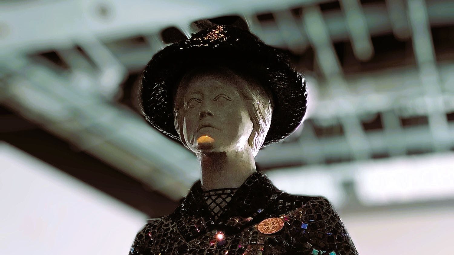 Figur einer Frau aus der britischen Kampagne zum Frauenwahlrecht; Museum in Liverpool, England