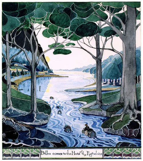 Bilbo comes to the Huts of the Raft-elves