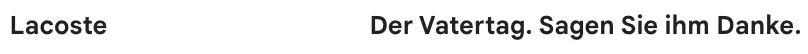 Screenshot von Mail-Betreff: Lacoste: Der Vatertag. Sagen sie ihm Danke.