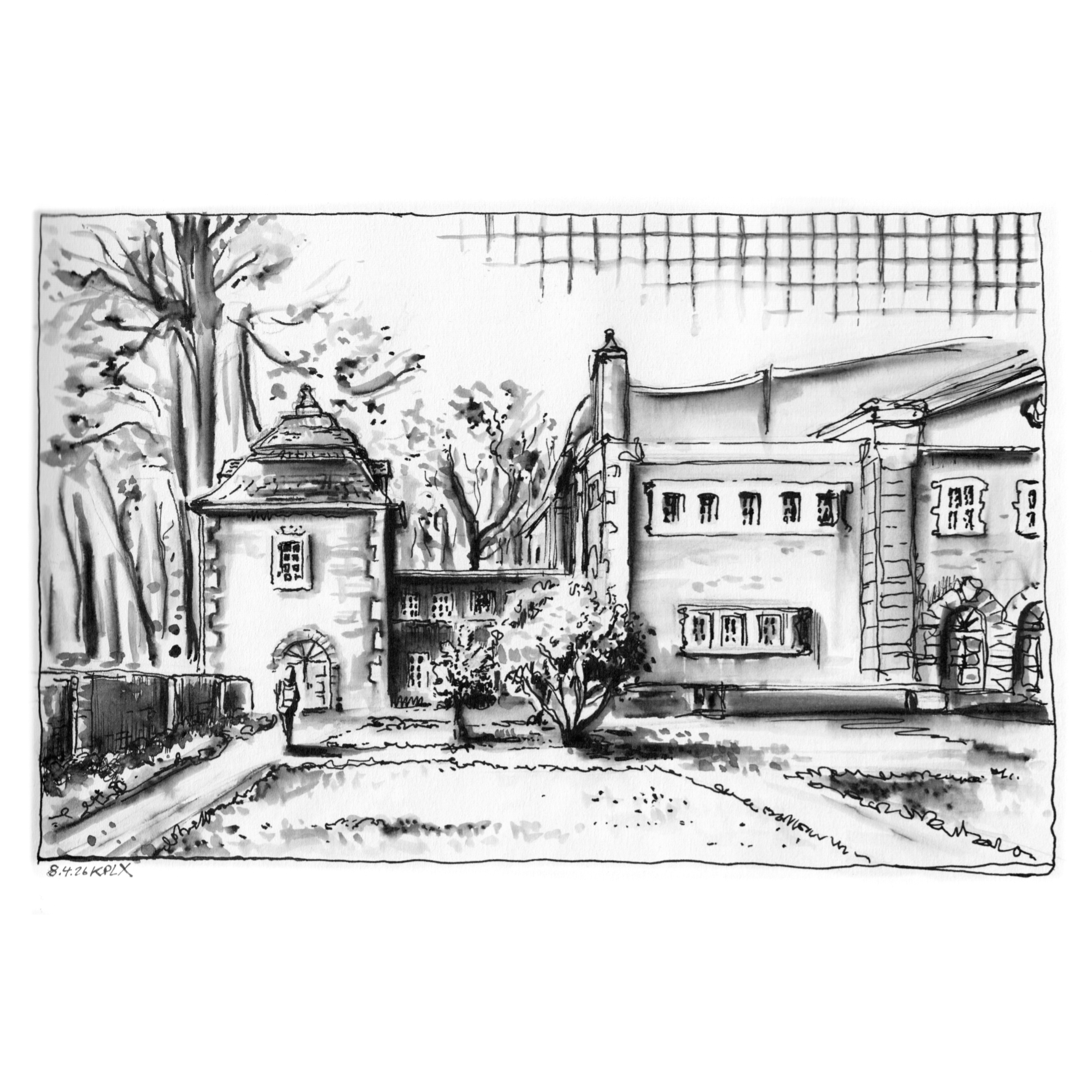 Urban Sketch, Sketchbook Ink Drawing, Abdij Rolduc