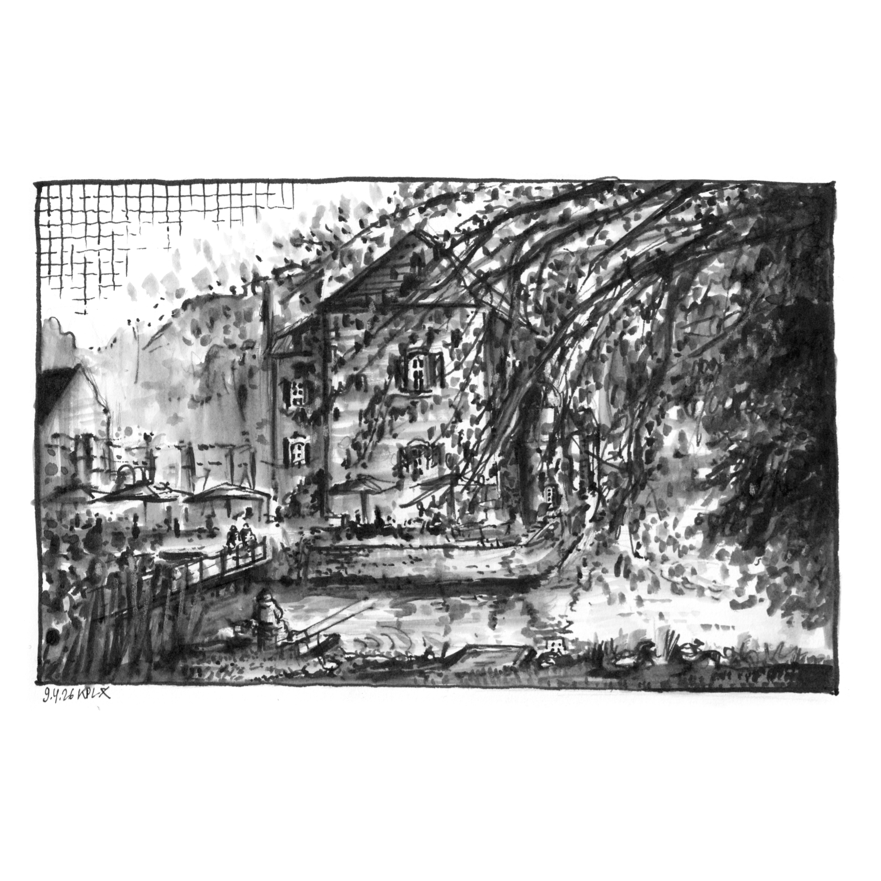 Urban Sketch, Ink Sketch in my Sketchbook of Kasteel Erenstein, Kerkrade