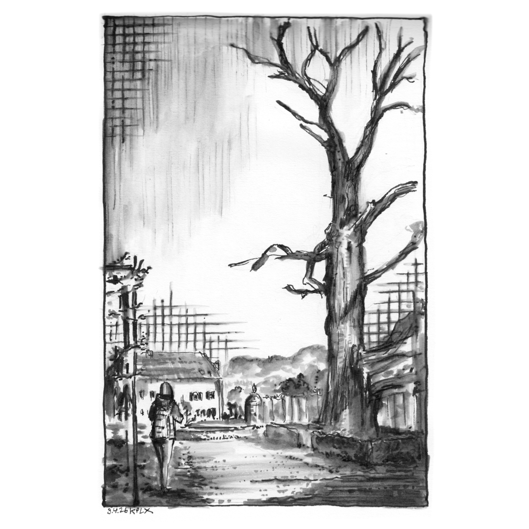 Urban Sketch, Ink Sketch in my Sketchbook of Kasteel Erenstein, Kerkrade