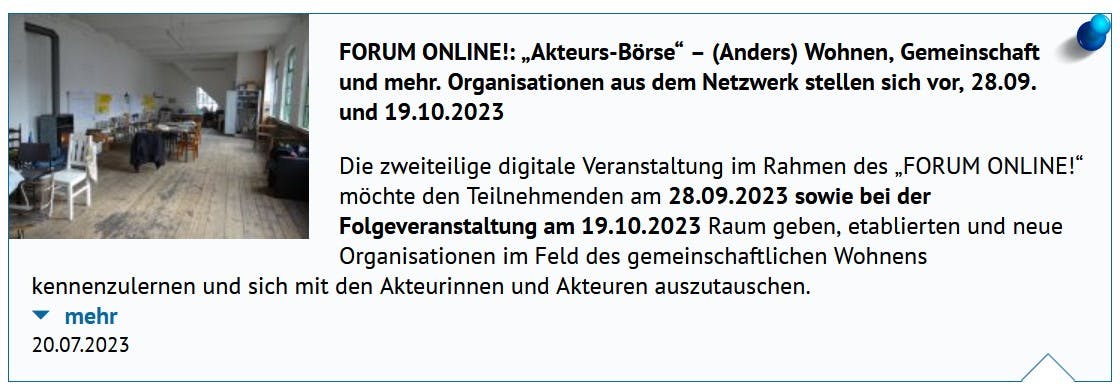 Vorstellung einiger Akteure
Für den 19.10.23 können Sie sich noch anmelden