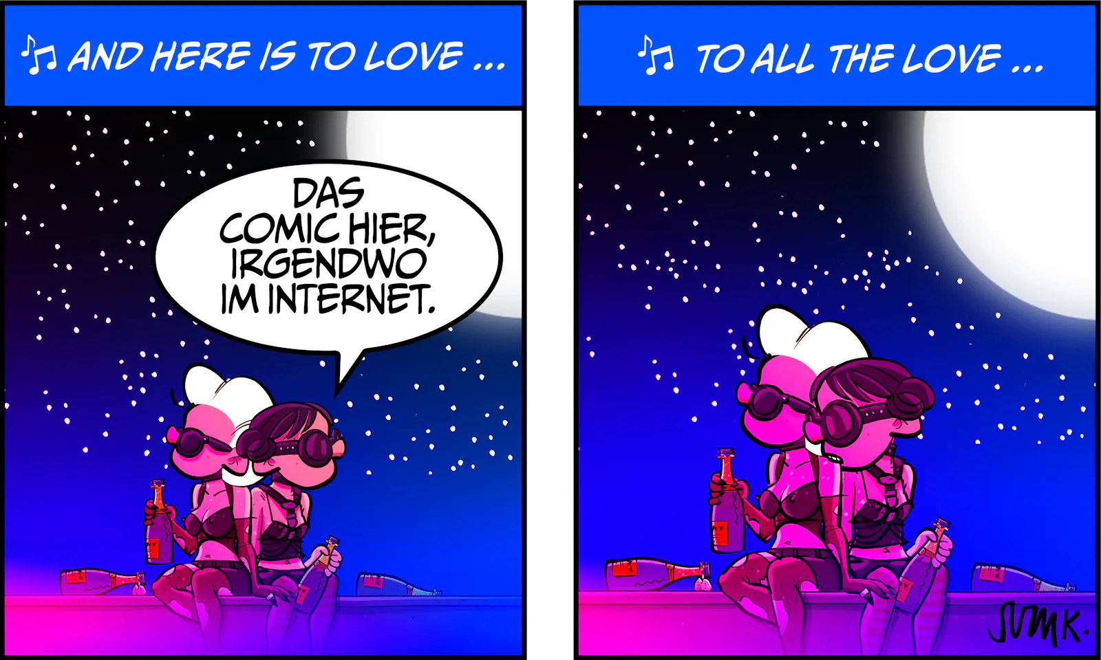 Gina: „Das Comic hier, irgendwo im Internet.“ Dann knabbert sie an Ivys Schulter. Stille. Was bleibt? Sag Du's mir ...