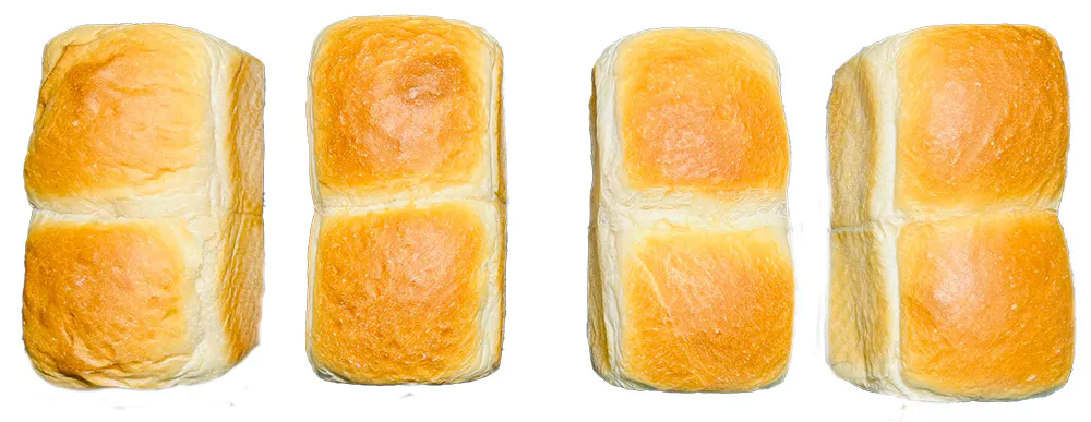 Das gleiche Brot, aber aus vier verschiedenen Weizenmehlen gebacken. Welches hat die Nase vorn?