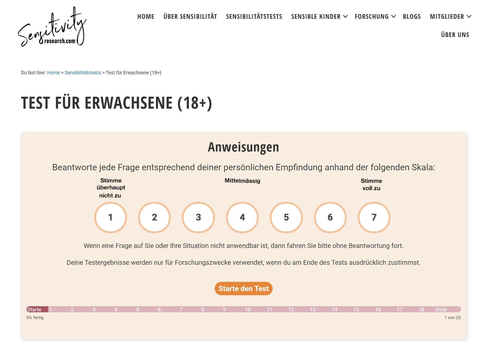 HS Test für Erwachsene in deutscher Sprache
