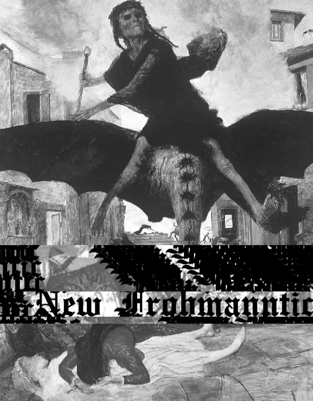 Cover mit auf Schwarzweiß umgestelltem Böcklin-Gemälde "Die Pest"