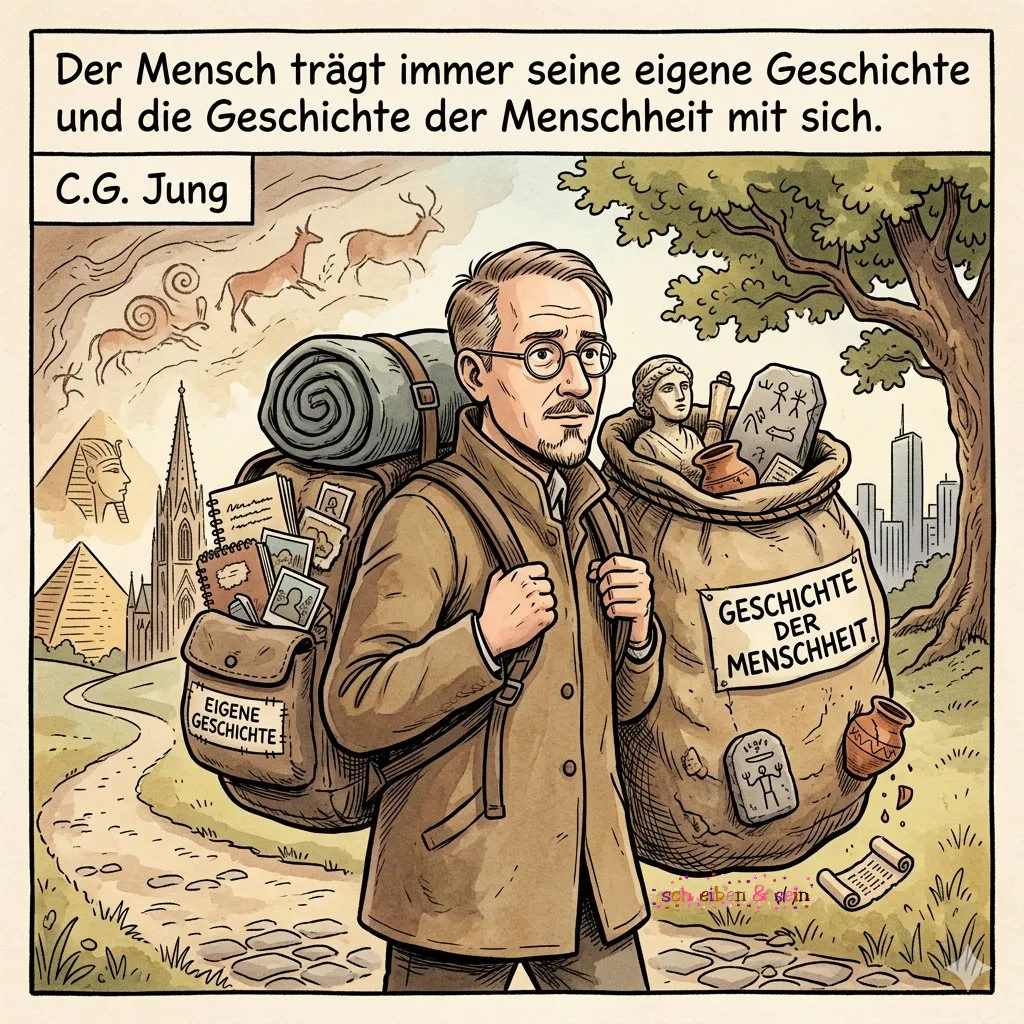 Zitat: "Der Mensch trägt immer seine eigene Geschichte und die Geschichte der Menschheit mit sich.
C.G. Jung"