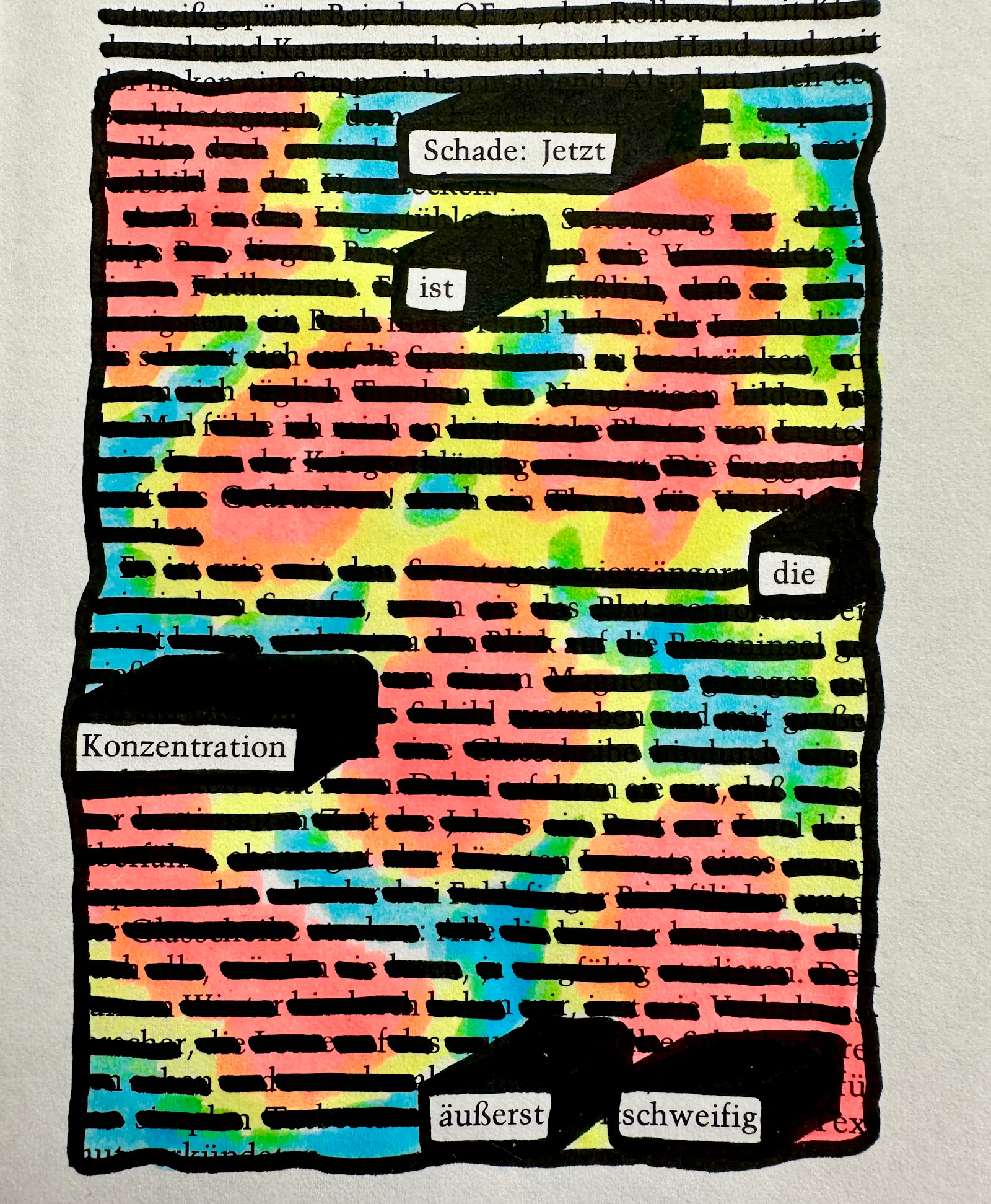 Textverdunkelung: Schade - jetzt ist die Konzentration äußerst schweifig.