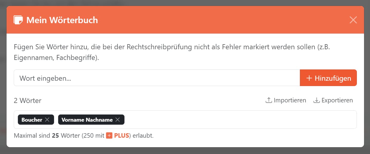 Das persönliche Wörterbuch