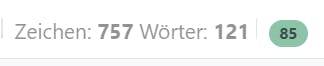 Rechts zu sehen: Die Bewertung zur Textqualität