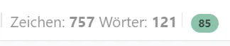 Rechts zu sehen: Die Bewertung zur Textqualität
