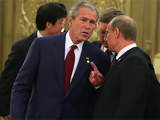 Putin und Bush beim Gipfel