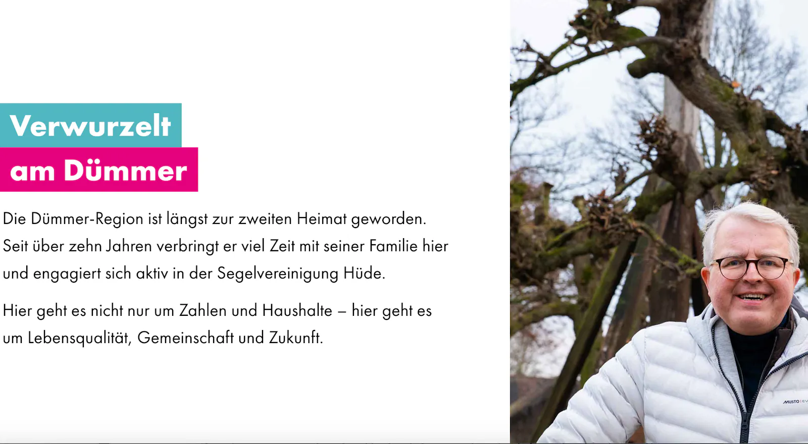 Frank Schäffler posiert vor einem Baum: Er fühlt sich ganz zuhause in der Dümmer-Region