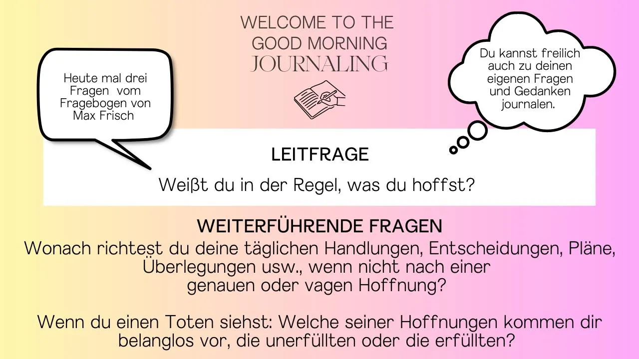 Das war letzte Woche die Leitfolie. Es gibt jeden Dienstag neue Fragen