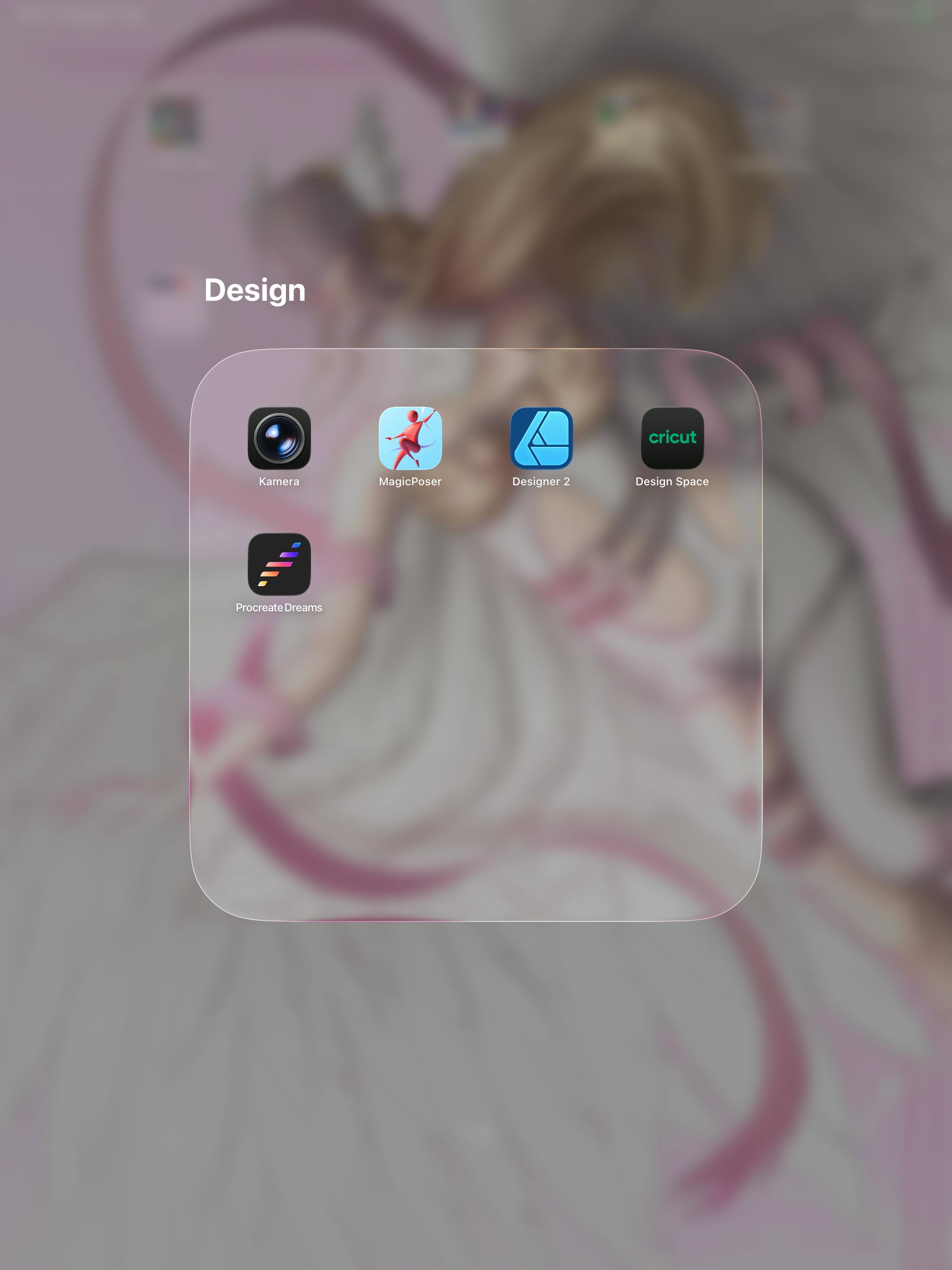 Auswahl meiner Design-Apps: Kamera, Magic Poser, Designer 2, Cricut Design Space, Procreate Dreams