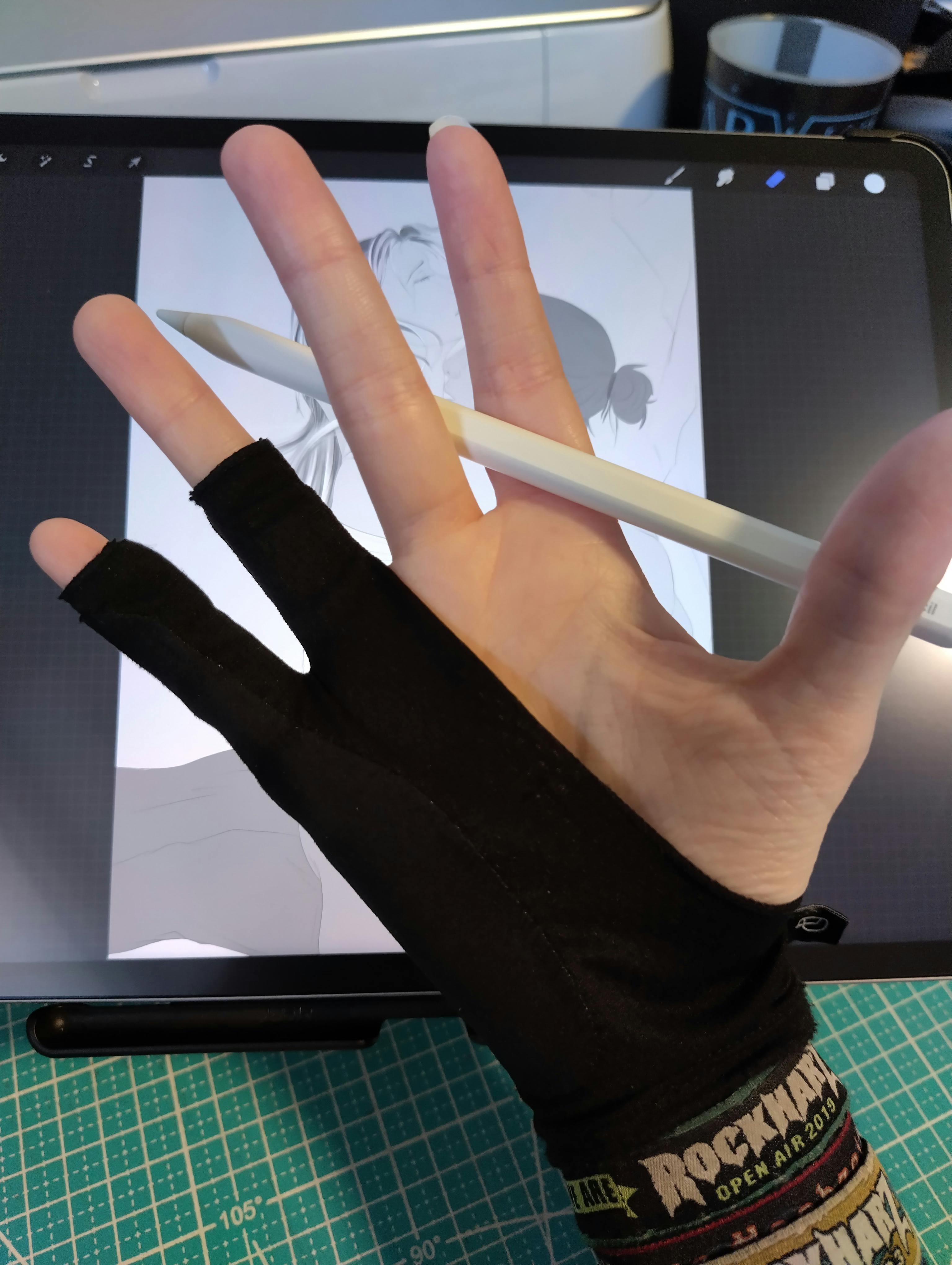 Zeichenhandschuh, der Handballen, kleinen und Ringfinger bedeckt