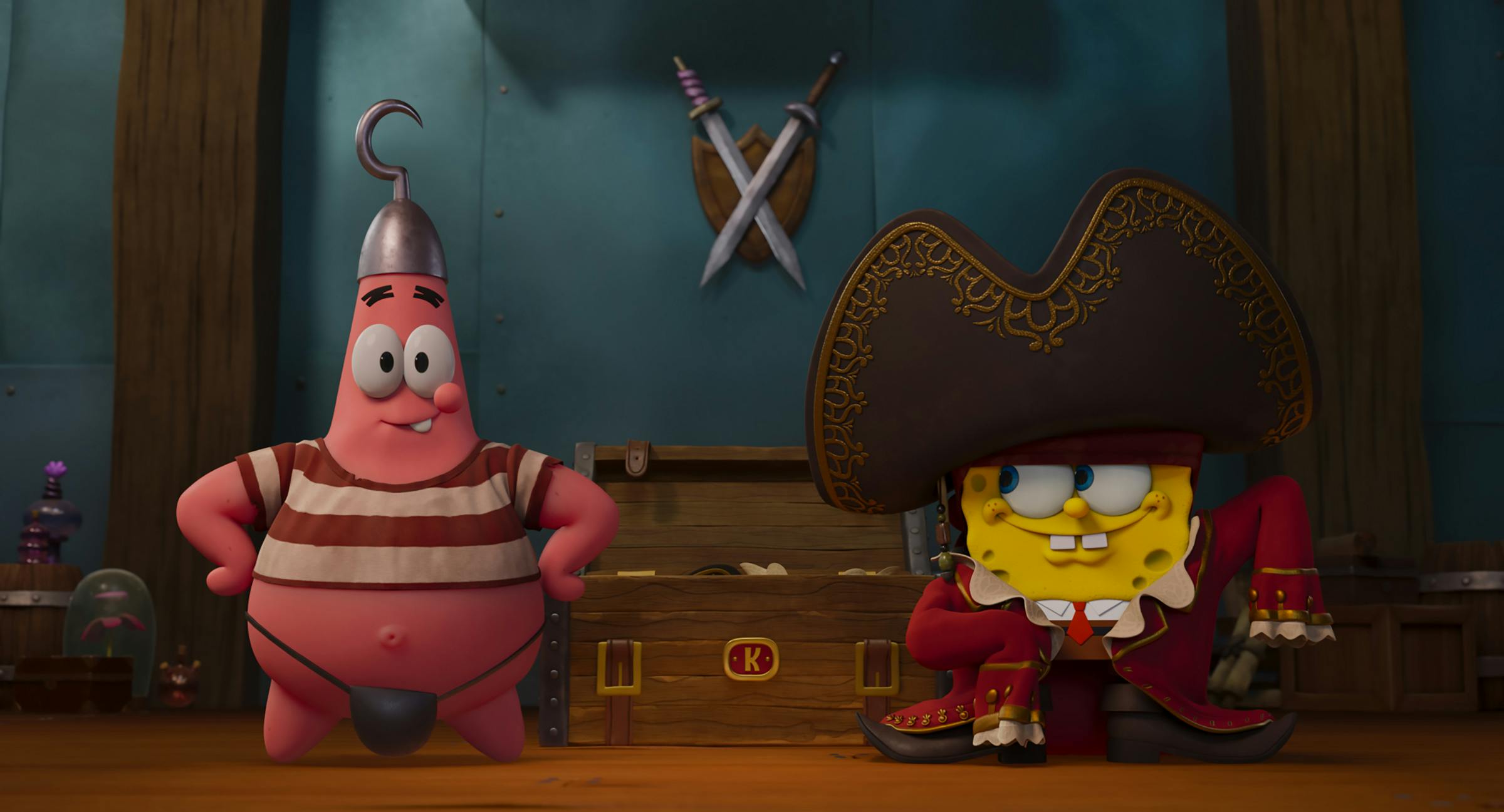 Patrick Star und SpongeBob Schwammkopf in SPONGEBOB SCHWAMMKOPF: PIRATEN AHOI! // © 2025 Paramount Pictures and Viacom International Inc. SpongeBob SquarePants is a trademark of Viacom International Inc.