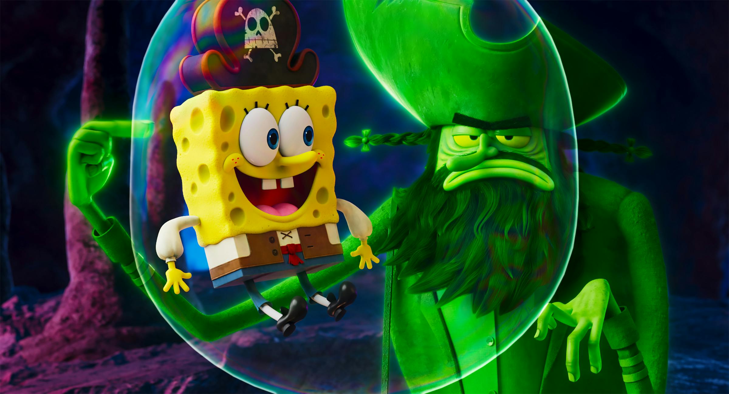 SpongeBob Schwammkopf und der Fliegende Holländer in SPONGEBOB SCHWAMMKOPF: PIRATEN AHOI!  // © 2025 Paramount Pictures and Viacom International Inc. SpongeBob SquarePants is a trademark of Viacom International Inc.
