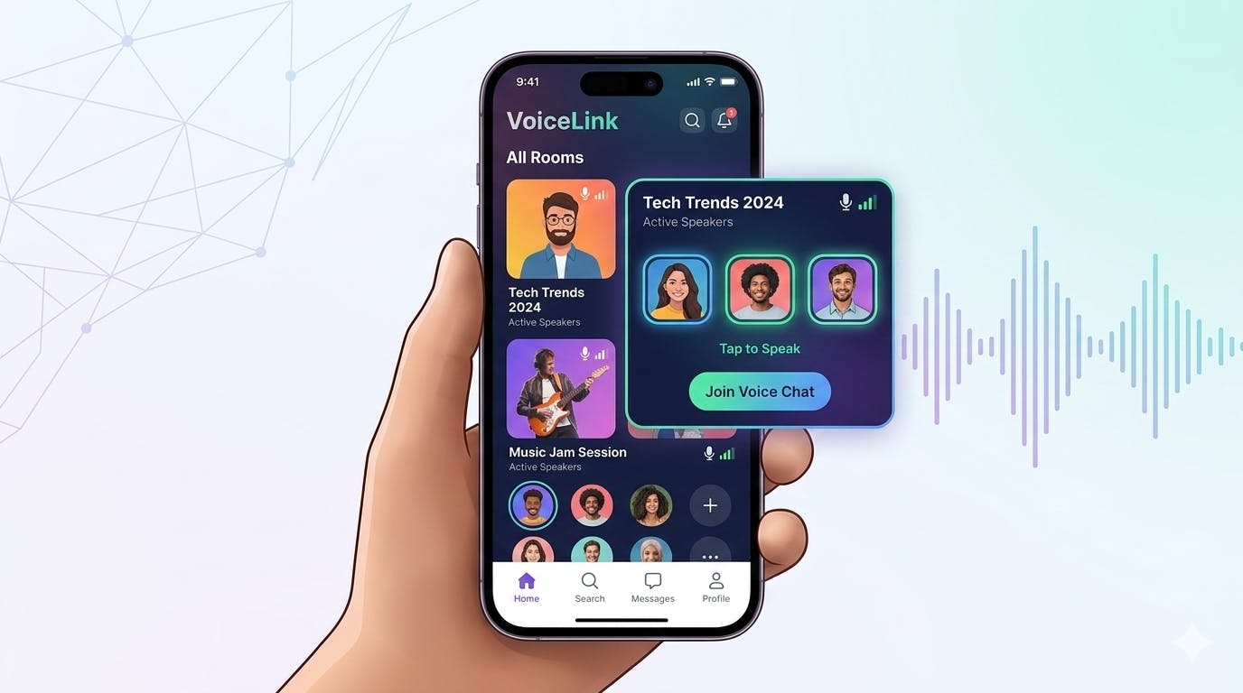 A smartphone displaying a voice-chat social platform interface. Yalla Group