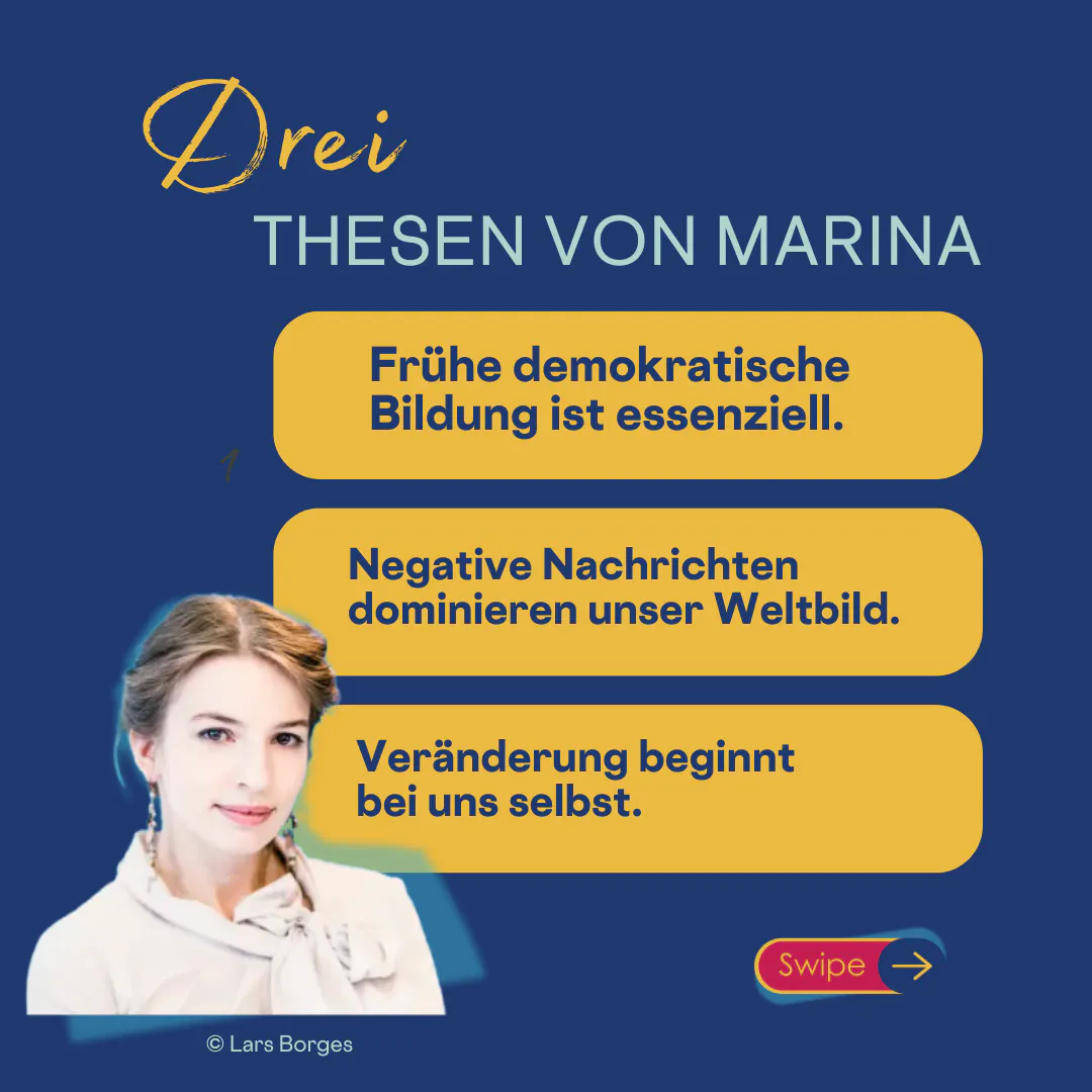 Sharepic zu den Thesen von Marina, die diese heute im Podcast platziert hat.