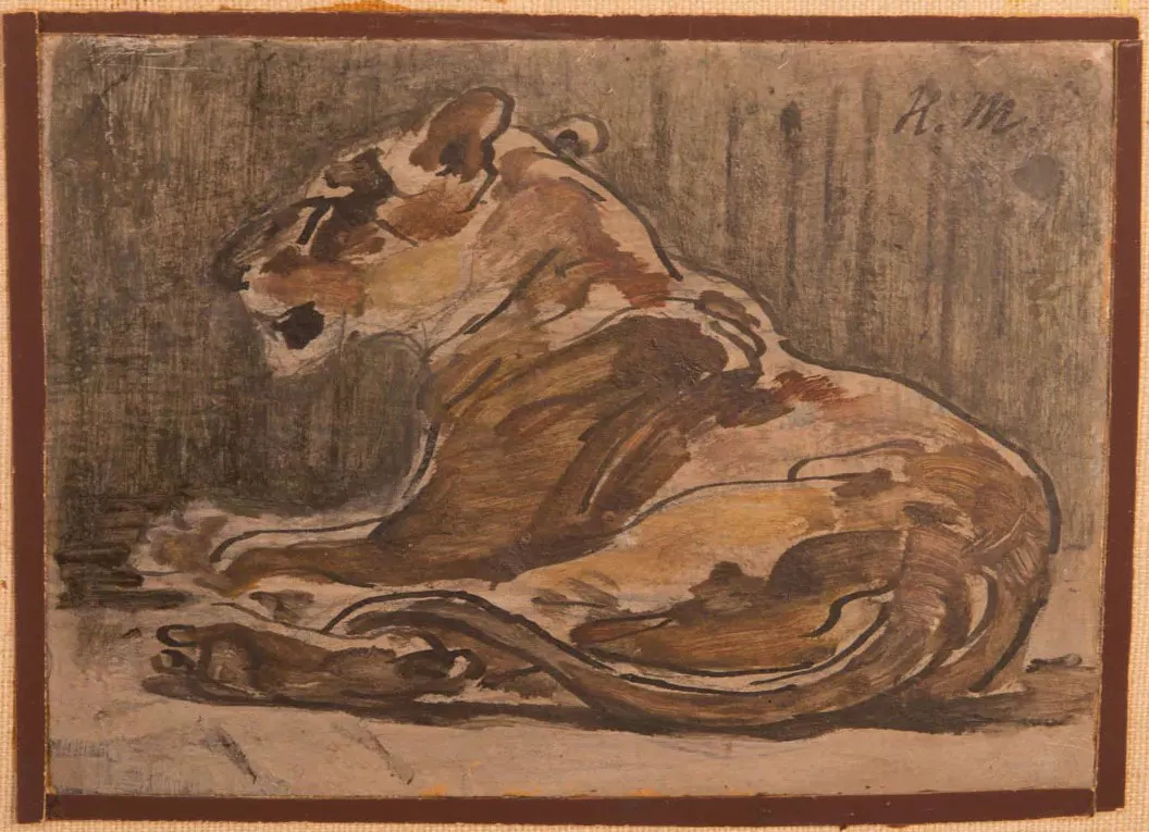 Raubkatzen hatten es Hans Molfenter besonders angetan: hier eine Löwin, gemalt wohl in den
1920er-Jahren. Das Bild stammt aus einem Auktionskatalog.