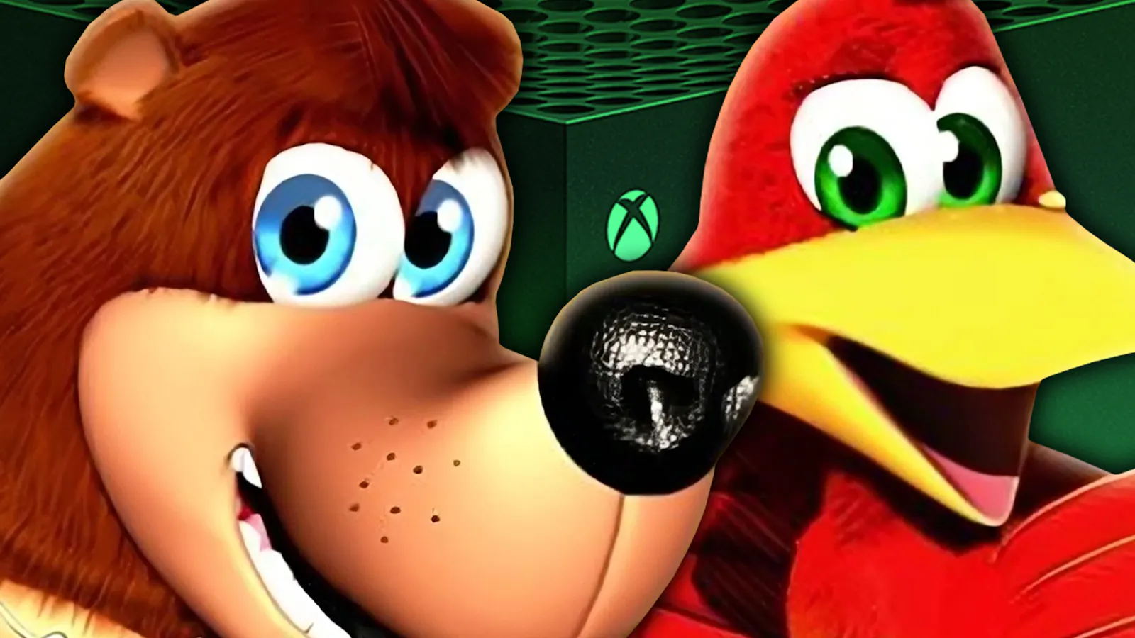 Banjo und Kazooie vor einer Xbox Series X