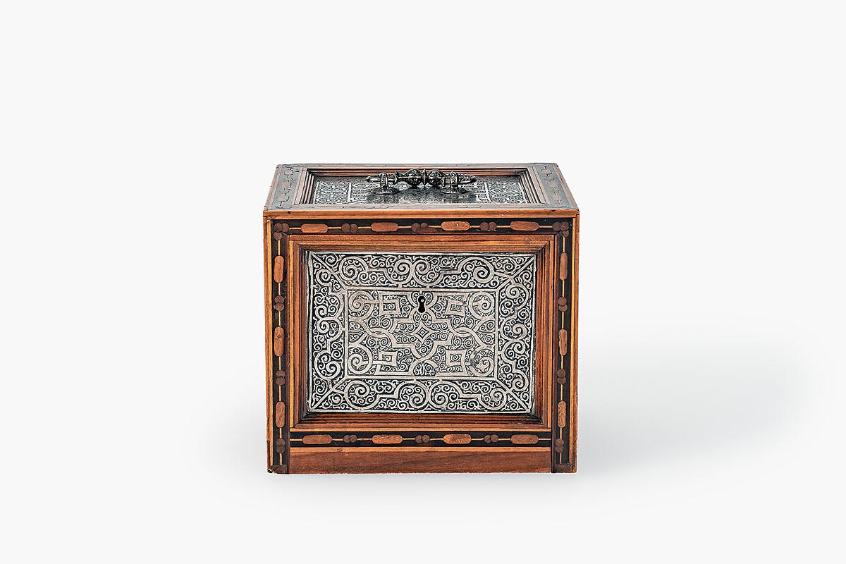 Intarsiertes Kabinettkästchen, um 1560-80, Europa (Süddeutschland/Tirol), MK&G Hamburg, gemeinfrei.