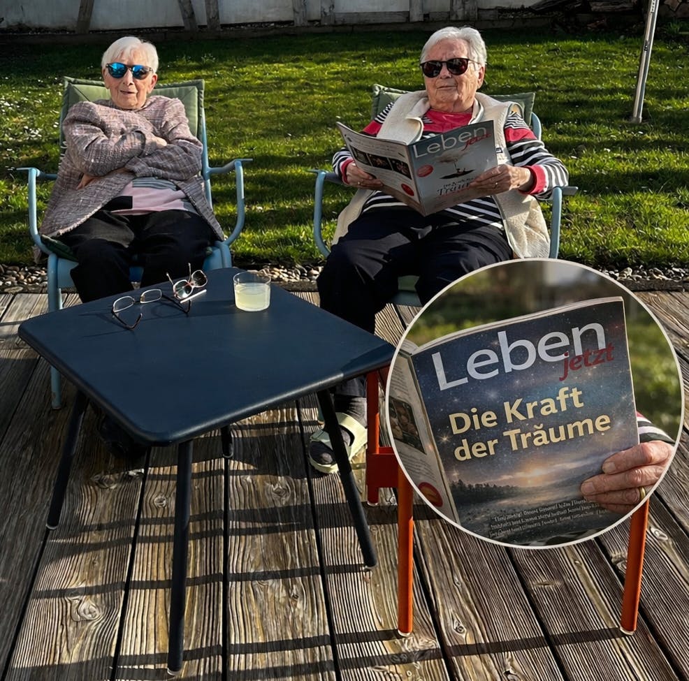 Emi (95) liest laut vor.