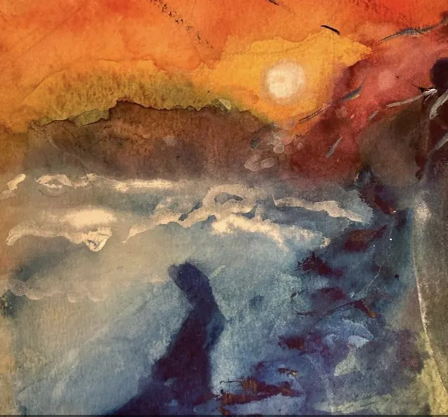 Gestalt am Meer, Strand, Küste, Sonnenuntergang