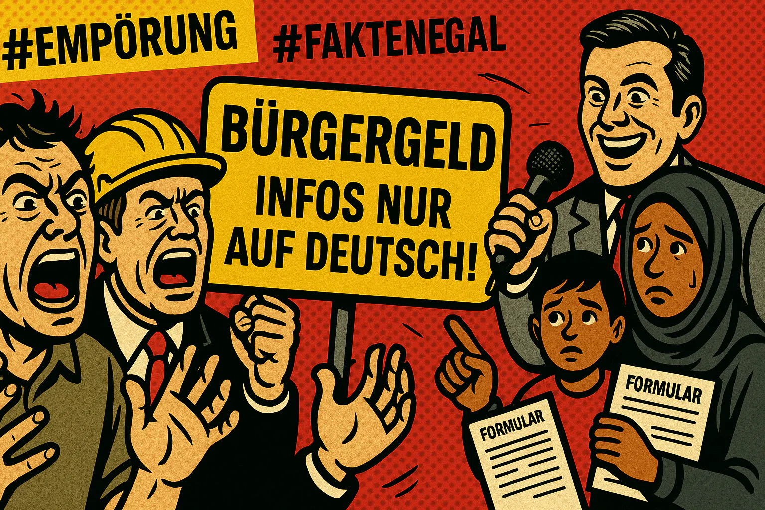 Bürgergeld-Infos auf Englisch und Arabisch? Skandalös informativ! / Bild: Mimikama, ChatGPT