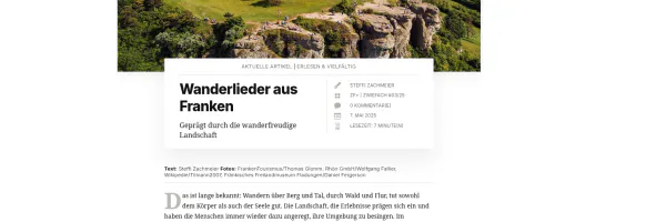 Titelansicht des Wanderlieder-Artikels