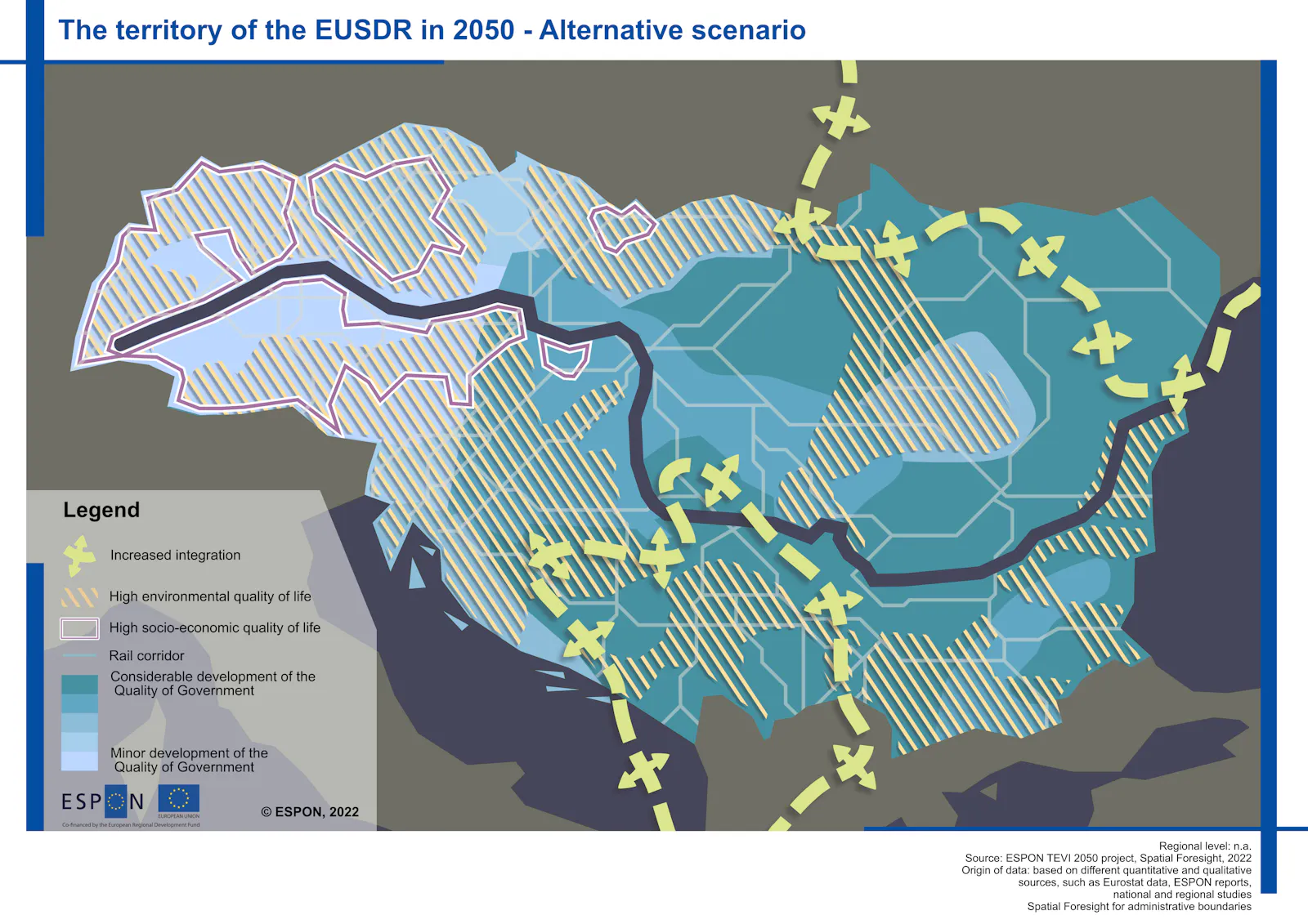 The territory of the EUSDR in 20250. ESPON.