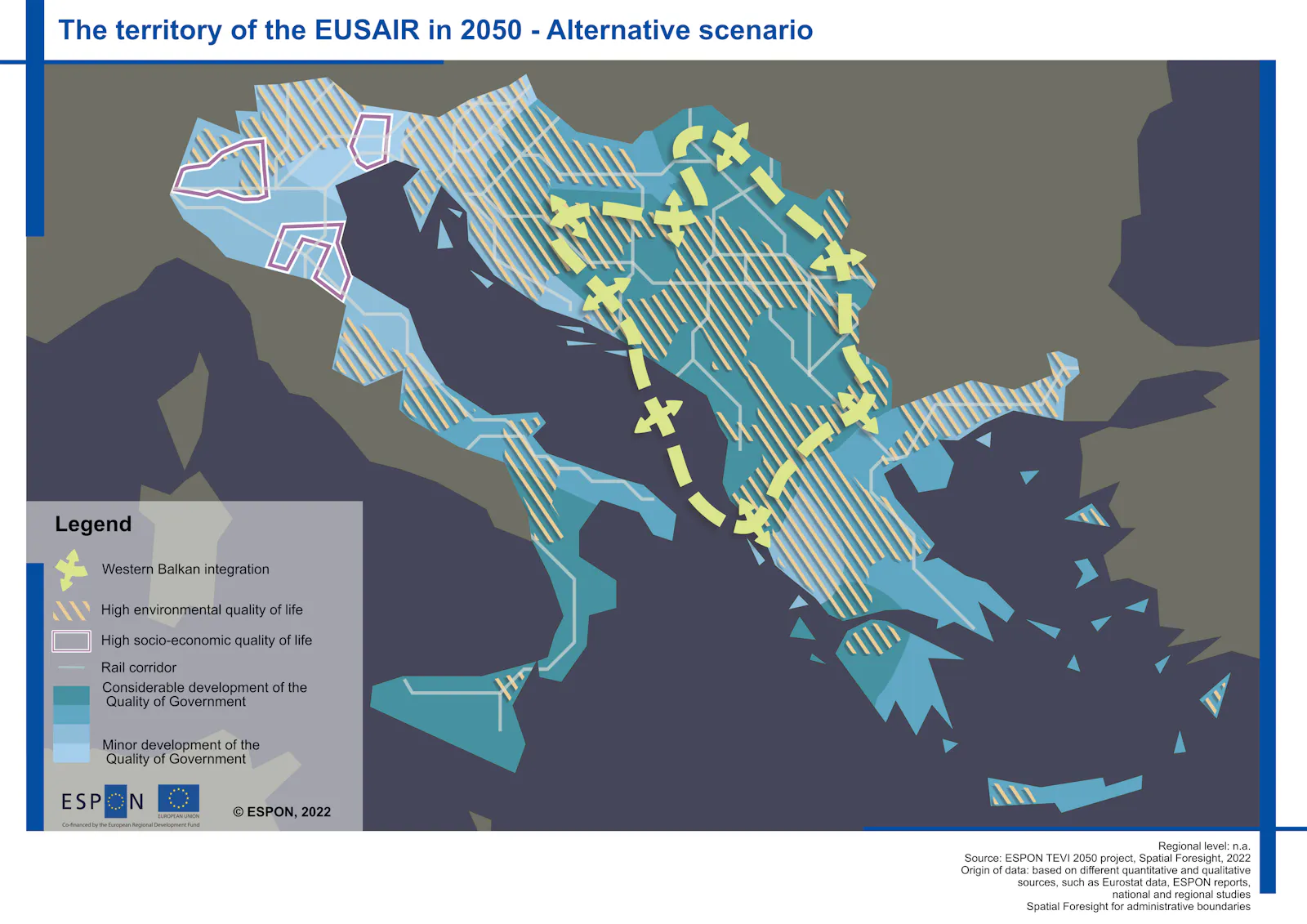 The territory of the EUSAIR in 20250. ESPON.