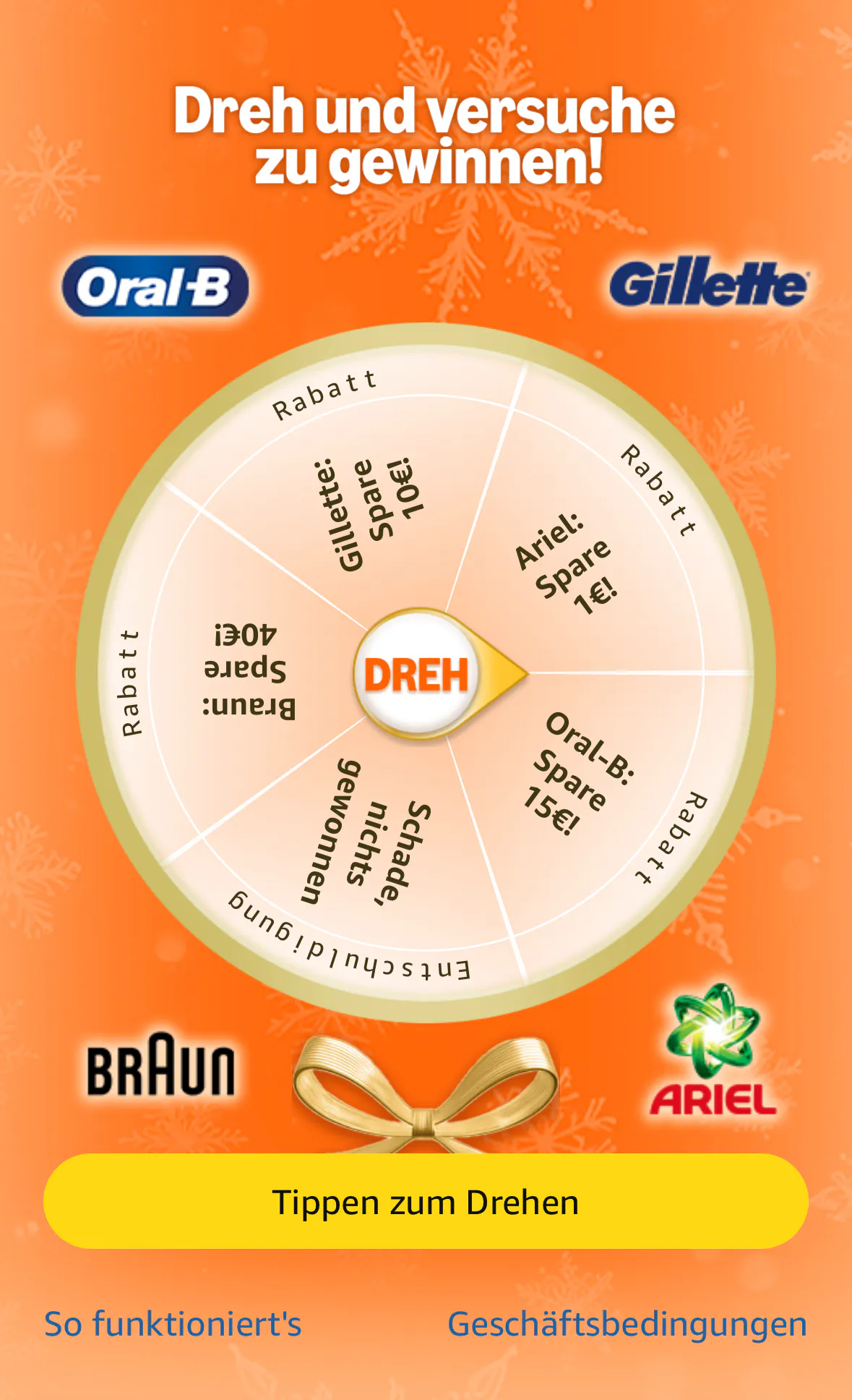 Ein Glücksrad mit verschiedenen Rabattangeboten