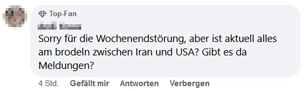 Screenshot Frage Facebook