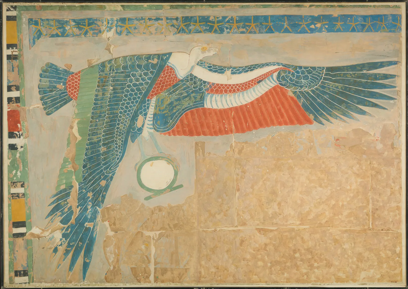 Ein bemaltes Relief, das Nekhbet im Tempel der Königin Hatschepsut darstellt. Charles Wilkinson & Metropolitan Museum of Modern Art für Wikimedia Commons.