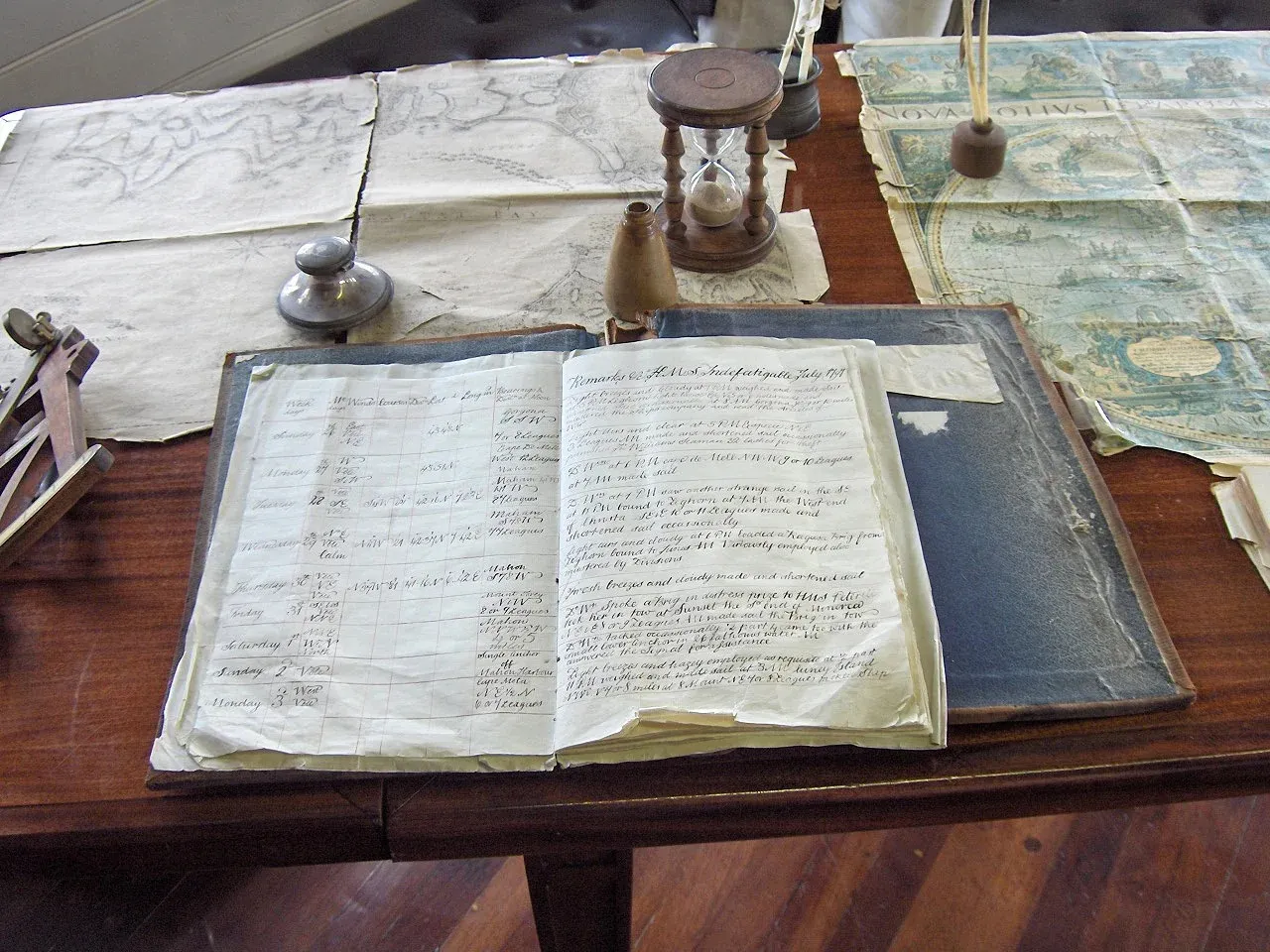 Historisches Logbuch der Fregatten-Replik Grand Turk. Foto von JoJan, Wikipedia.