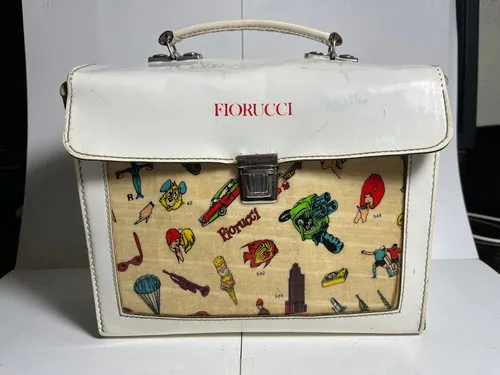 Weiße Fiorucci-Tasche mit bunten Comicmotiven