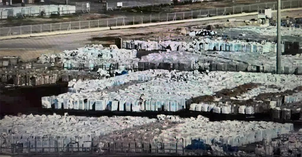 Screenshot der Überwachungskamera des Lagers der COGAT