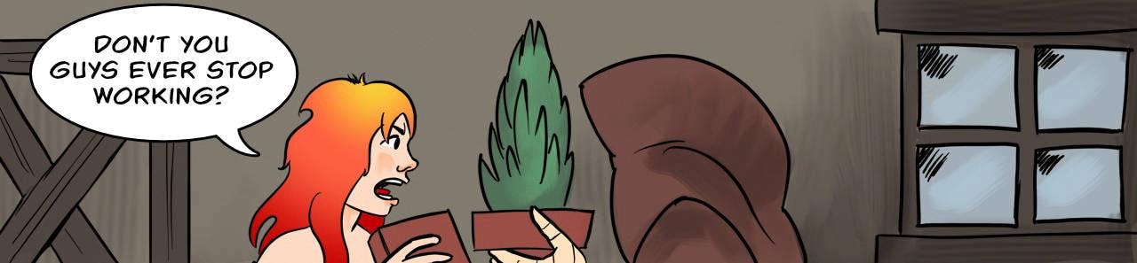 Panel 4:
Krakatoa: Don't you guys EVER stop working?