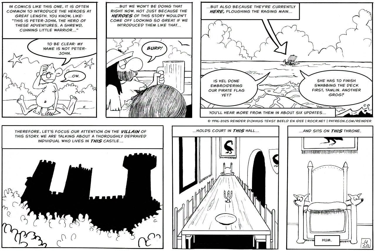 A sample page of King Groy: six panels with dialog.