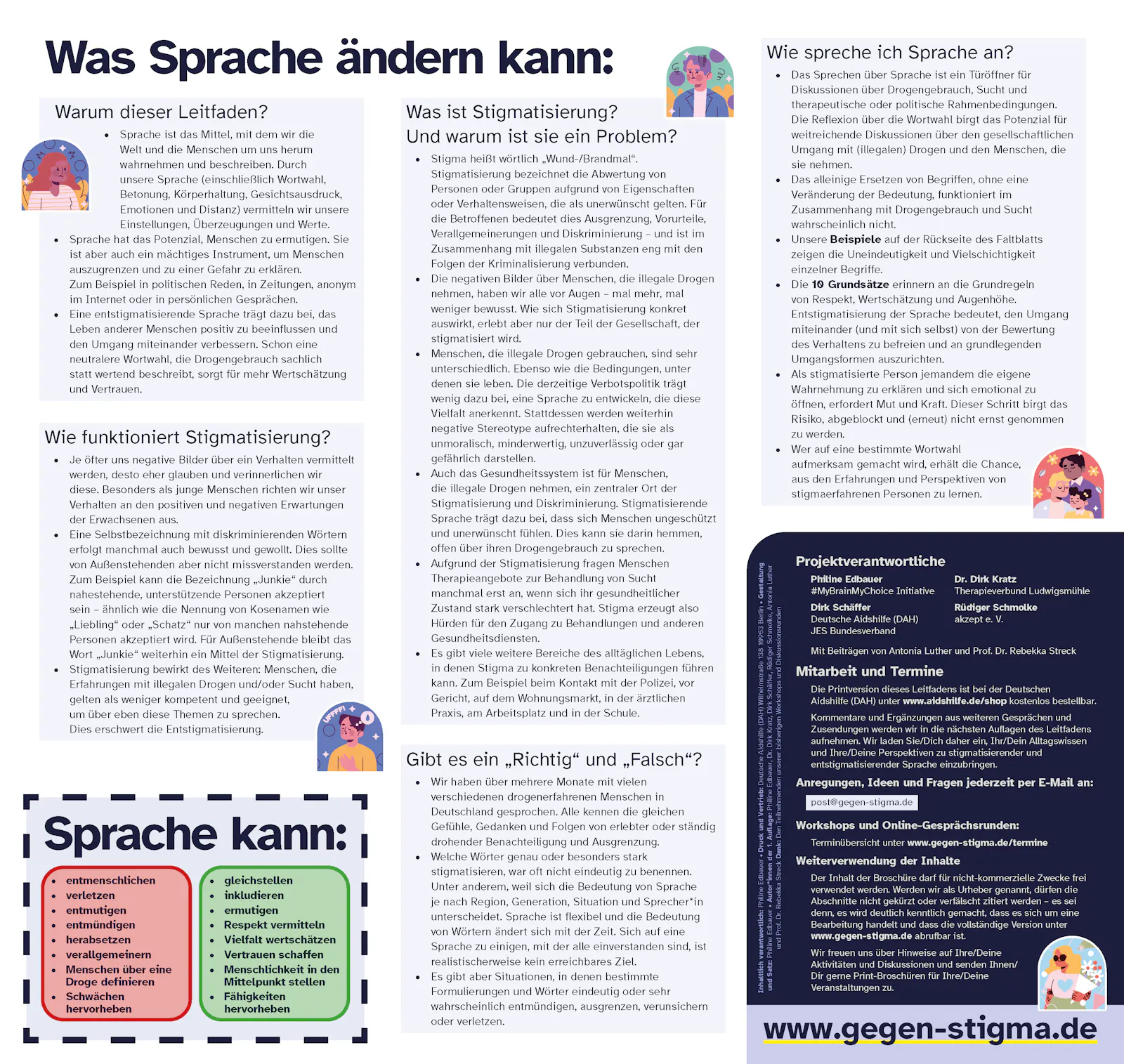 Seite 2 des Faltblatts. Textversion unter: www.gegen-stigma.de; Audio-Version in den Podcast Apps bei: "My Brain My Choice Zum Hören"
