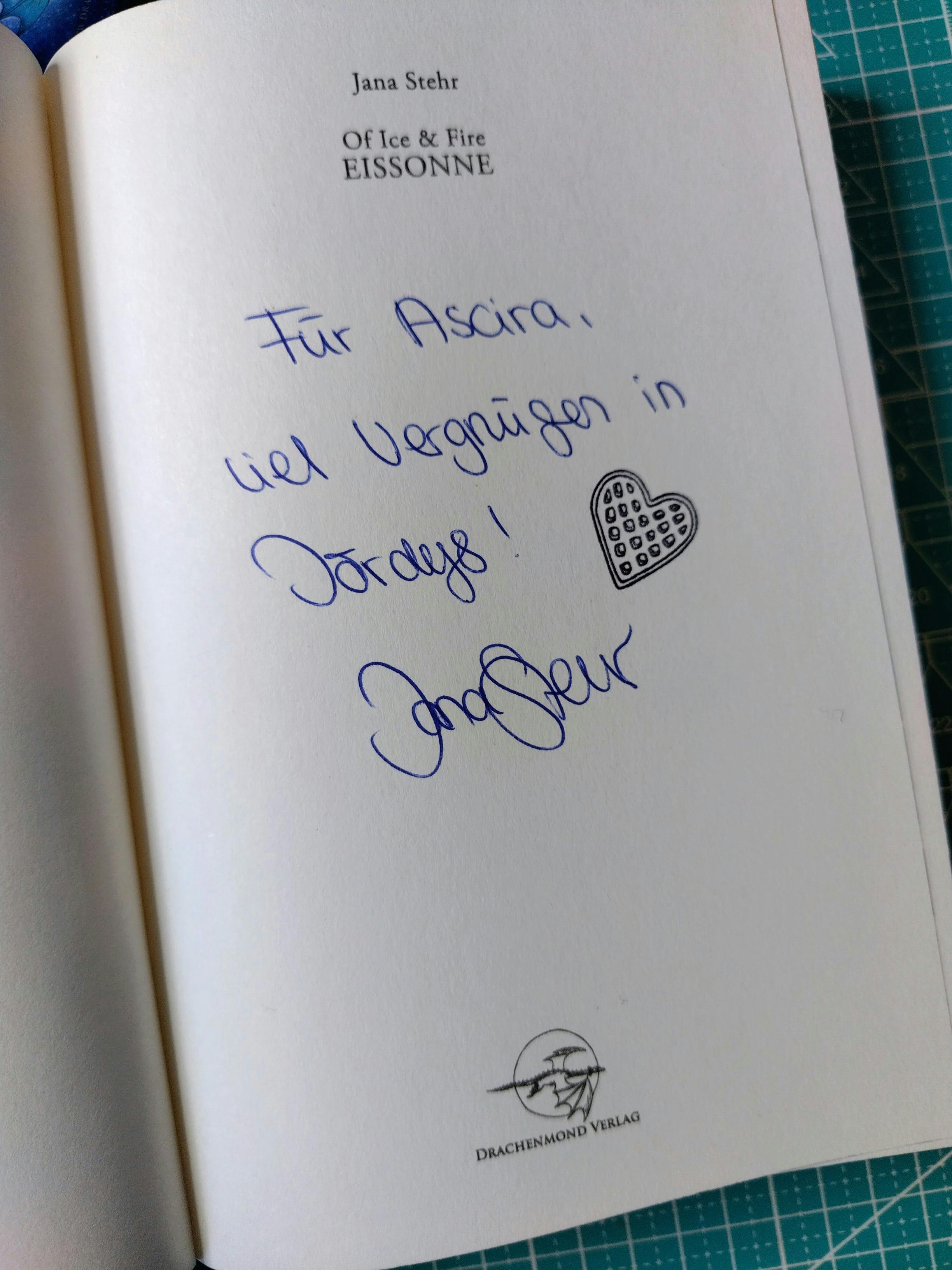 Widmung und Signatur im Buch: Für Ascira, viel Vergnügen in Jördys! Jana Stehr