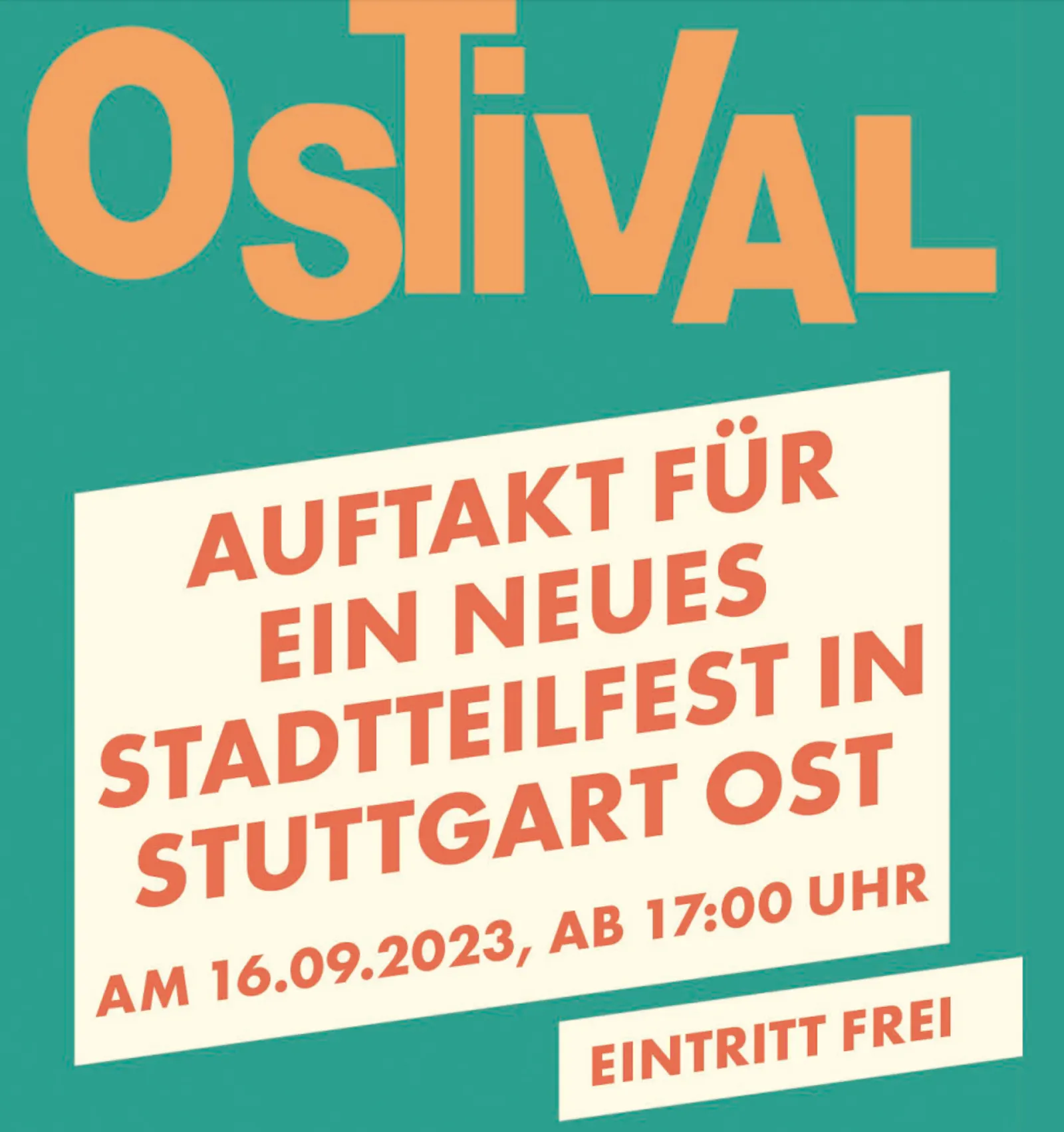 Plakat für die Auftaktveranstaltung für ein neues Stadtteilfest in Stuttgart-Ost am 16.09. im Kulturwerk