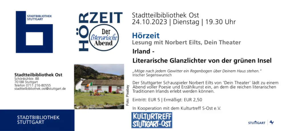 Flyer zur Hörzeit in der Stadtteilbibliothek S-Ost