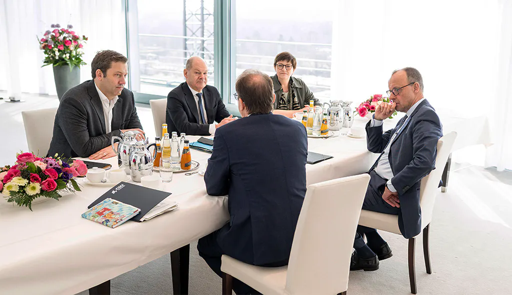 Sondierungsgespräche im Bundeskanzleramt zwischen der CDU- und SPD-Spitze, 05.03.2025