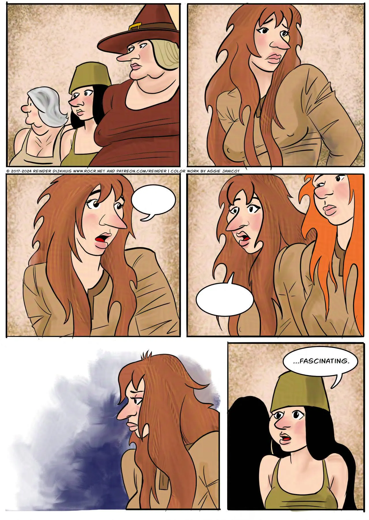 Panel 1.
Atra, Marion and Shireen look at the Feral.
Panel 2.
The Feral looks back at them.
Panel 3.
The Feral tries to speak, but no sound comes out.
Panel 4.
The Feral tries to speak, but no sound comes out.
Panel 5.
The Feral gives up.
Panel 6.
Marion: ... Fascinating.