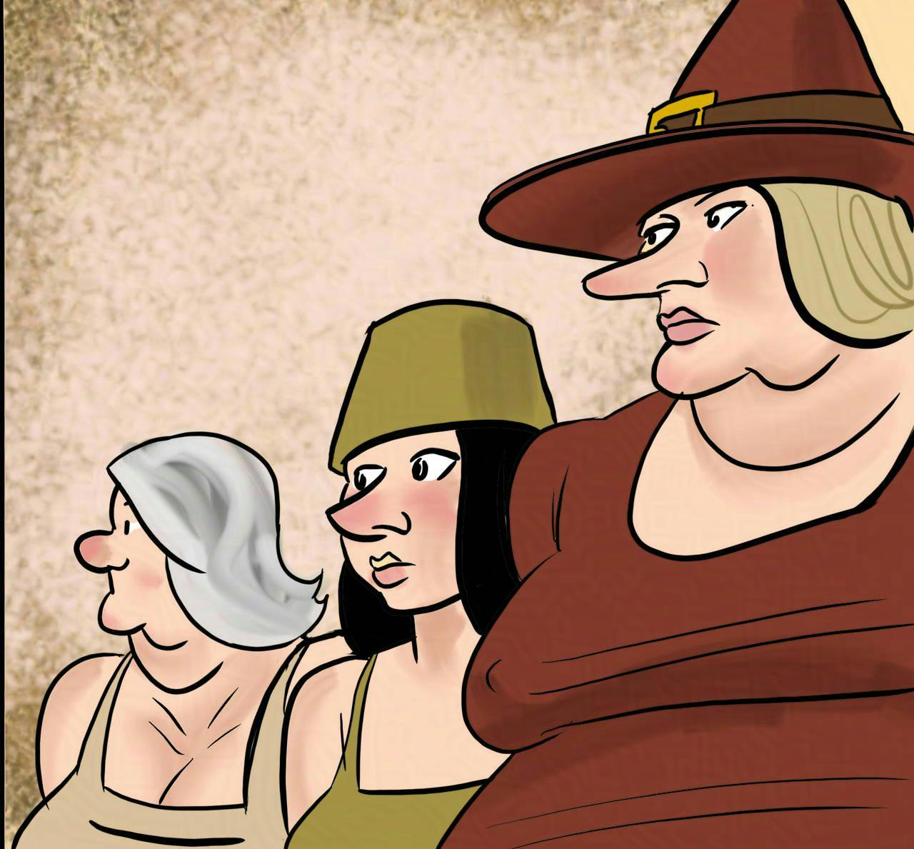 Panel 1.
Atra, Marion and Shireen look at the Feral.