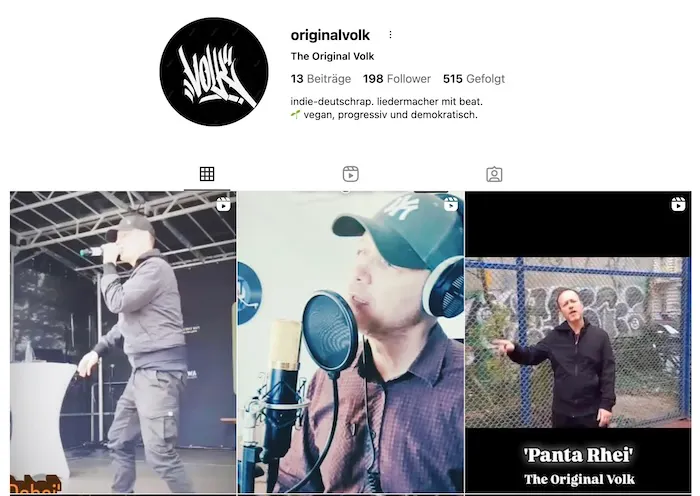 The Original Volk bei Instagram, Screenshot des Profils